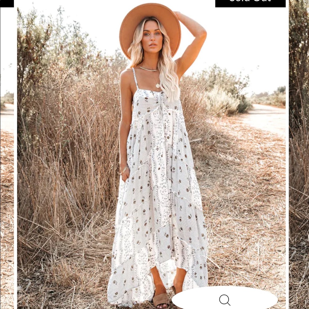 VICI - STARDUST POCKETED HIGH LOW PATCHWORK MAXI DRESS